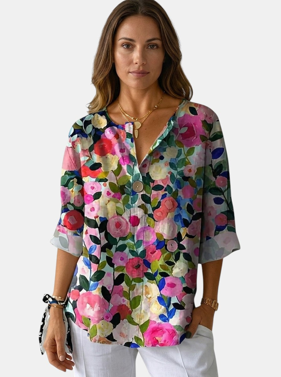 Blouse fleurie légère femme motif floral délicat coupe décontractée estivale