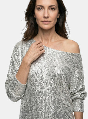 Robe mini à sequins scintillants coupe ample manches longues femme
