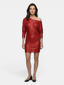 Robe mini à sequins scintillants coupe ample manches longues femme