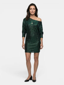 Robe mini à sequins scintillants coupe ample manches longues femme