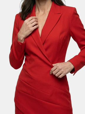 Robe blazer mini col V profond structurée manches longues femme élégante