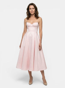 Robe midi corset structuré jupe évasée bretelles fines élégante femme