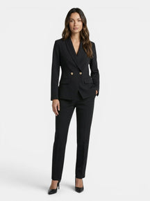 Tailleur blazer ajusté col châle et pantalon droit élégant pour femme