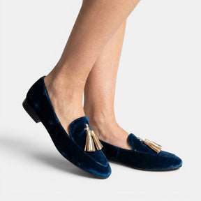 Mocassins velours sans lacets avec pompons printemps femme élégants
