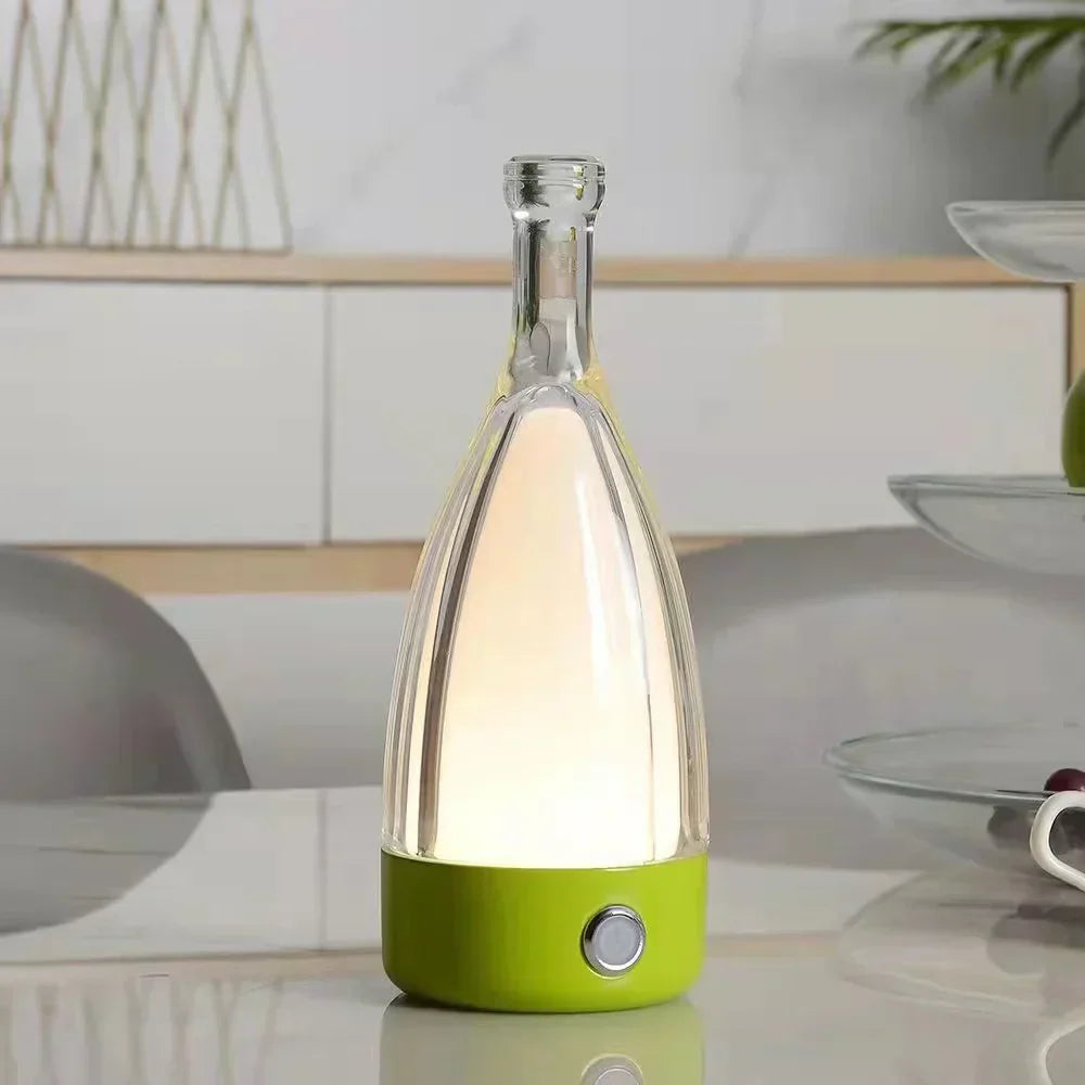 Lampe de Table en Bouteille de Vin - Éclairage Dimmable et Ambiance Chaleureuse