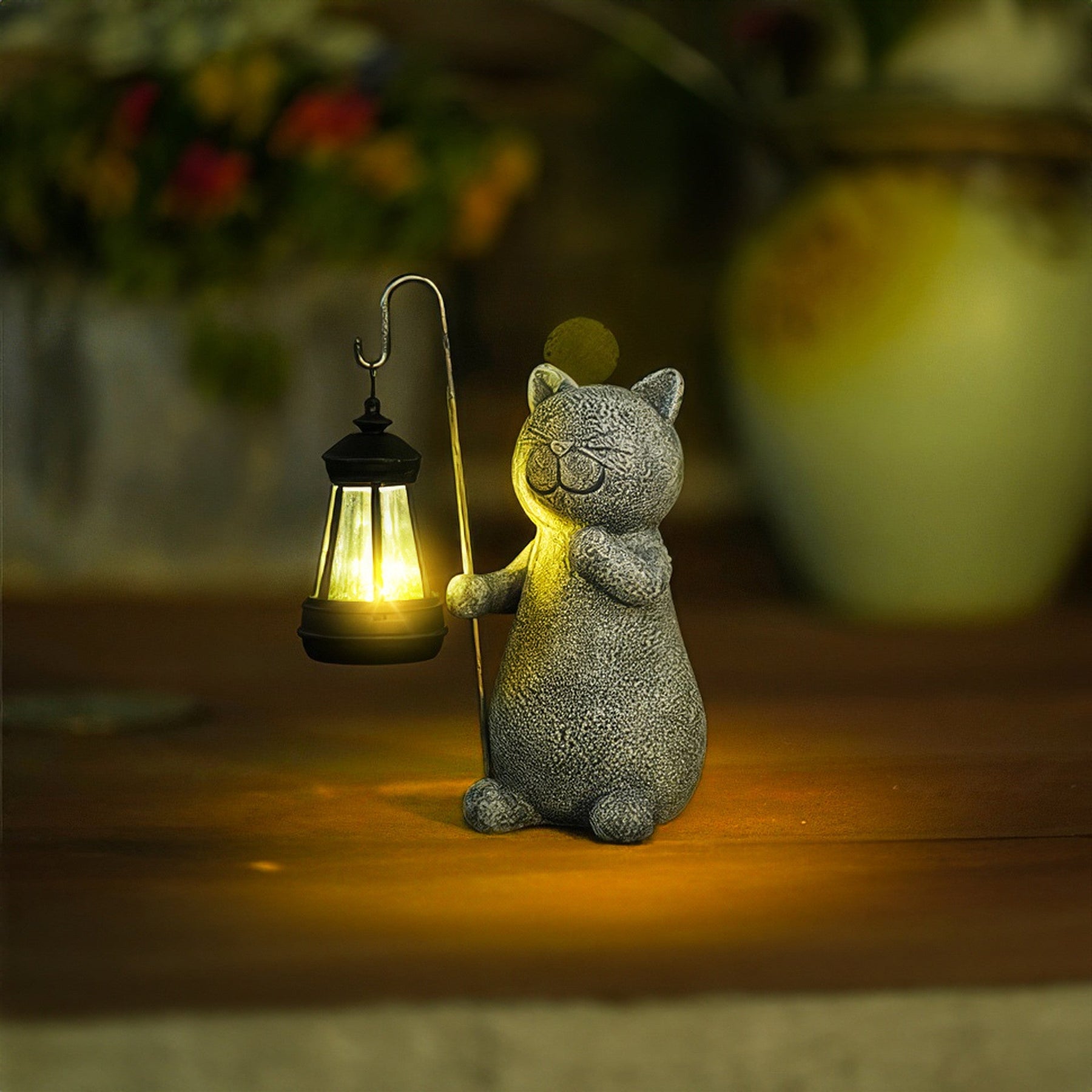 Lampe Solaire Chat Doré - Éclairez Votre Jardin avec Magie