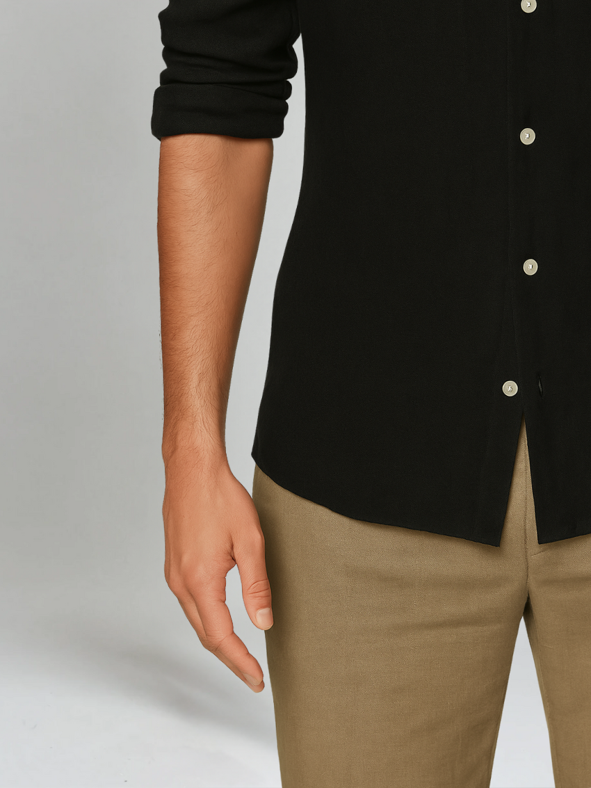 Chemise en Lin Noir pour Hommes - Élégance et Confort au Quotidien